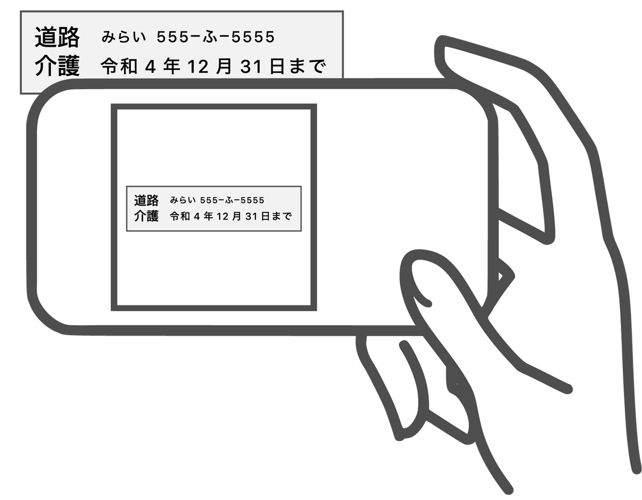 手帳の有料道路割引掲載箇所の撮影イメージ