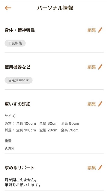 アプリ、パーソナル情報の表示イメージ
